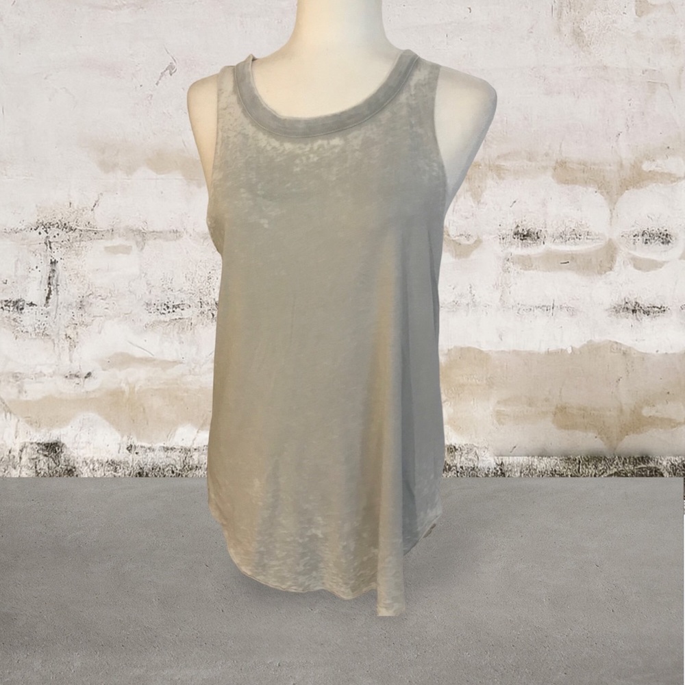 Chaser Top Gray Scoop Neck Sleeveless Cut-Out Back Scoop Hem NWOT Size M